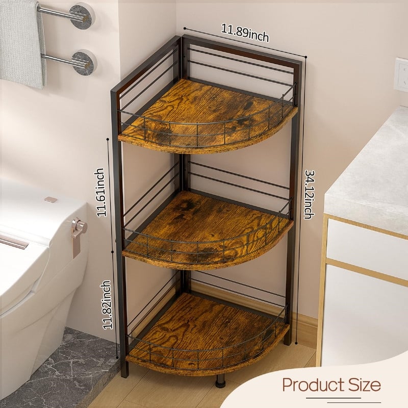 Bathroom Standing Shelf - 11.89"D x 11.89"W x 34.12"H
