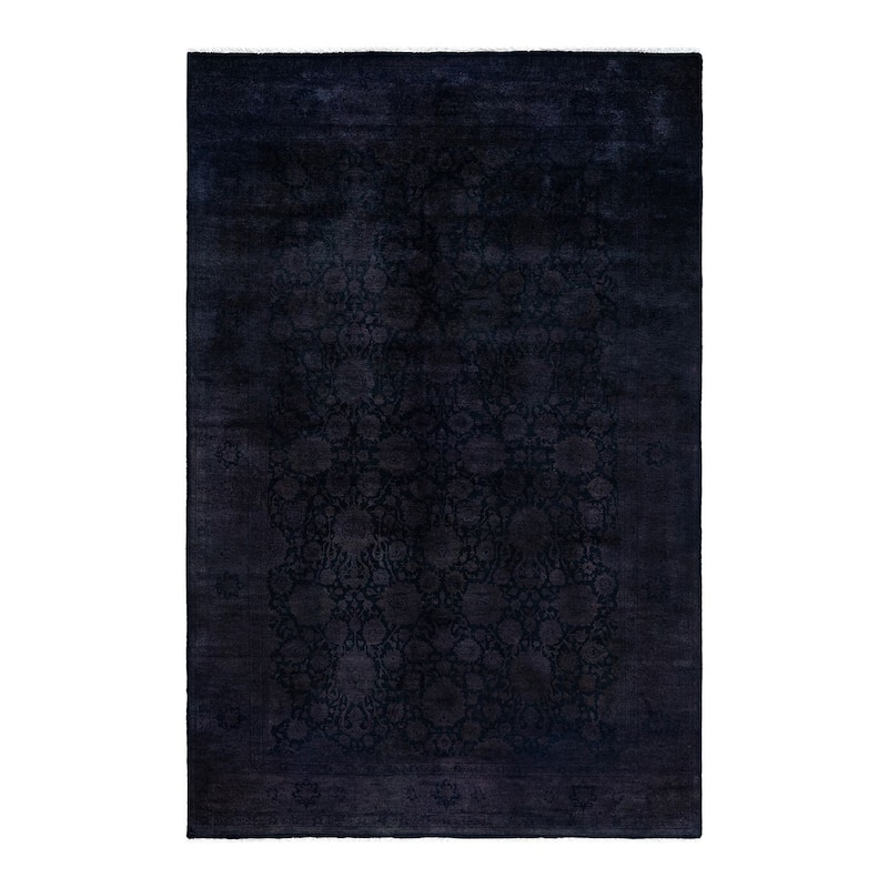 Fine Vibrance One-of-a-Kind Hand-Knotted Area Rug - Black, 6' 1" x 9' 3" - 6' 1" x 9' 3"