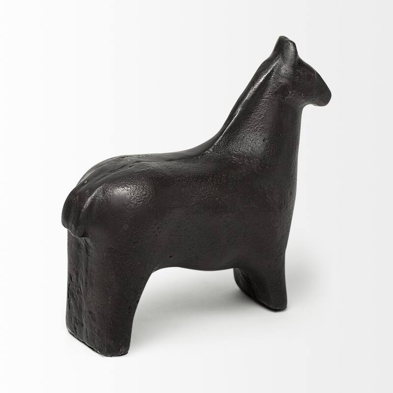 Black Cast Aluminum Horse Shaped Sculpture - 2" W x 7" D x 6" H