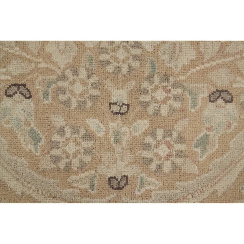Hand Knotted Oriental 100% Wool Carpet Traditional Floral Beige & Ivories Kerman Area Rug - 12' 10'' X 9' 7''