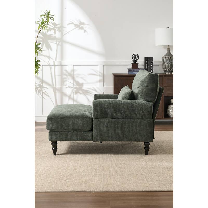 GDFStudio - Marcelline Chaise Lounge Recliner with Solid Wood Frame and Cushion