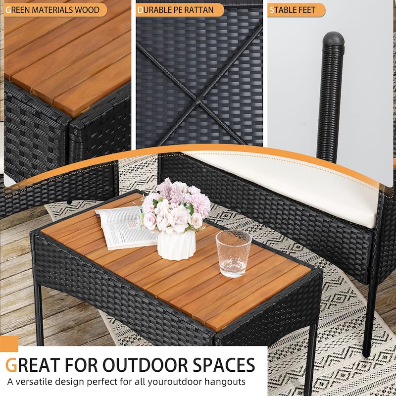 Futzca 4 Pieces Outdoor Patio Furniture Sets Rattan Chair Wicker Set