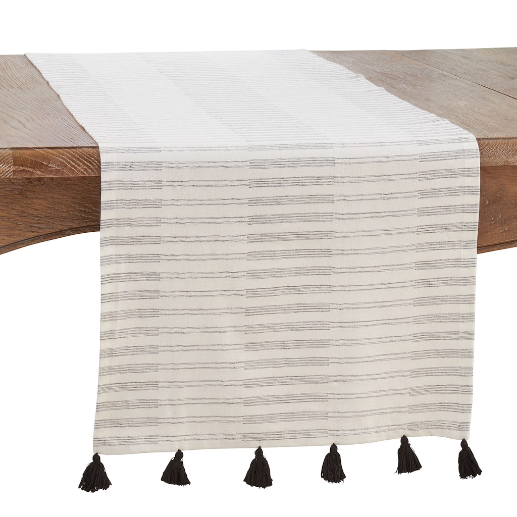 Striped Table Runner With Tassel Design - 16"x72"
