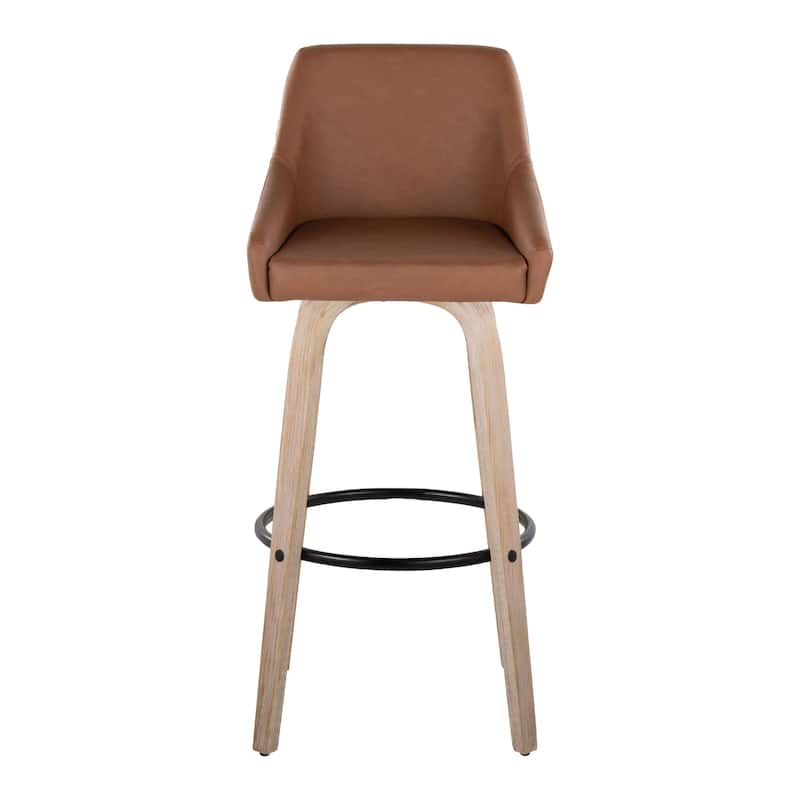 The Gray Barn Hadley 30" Fixed-Height Bar Stool with Bent Wood Legs & Round Footrest (Set of 2)