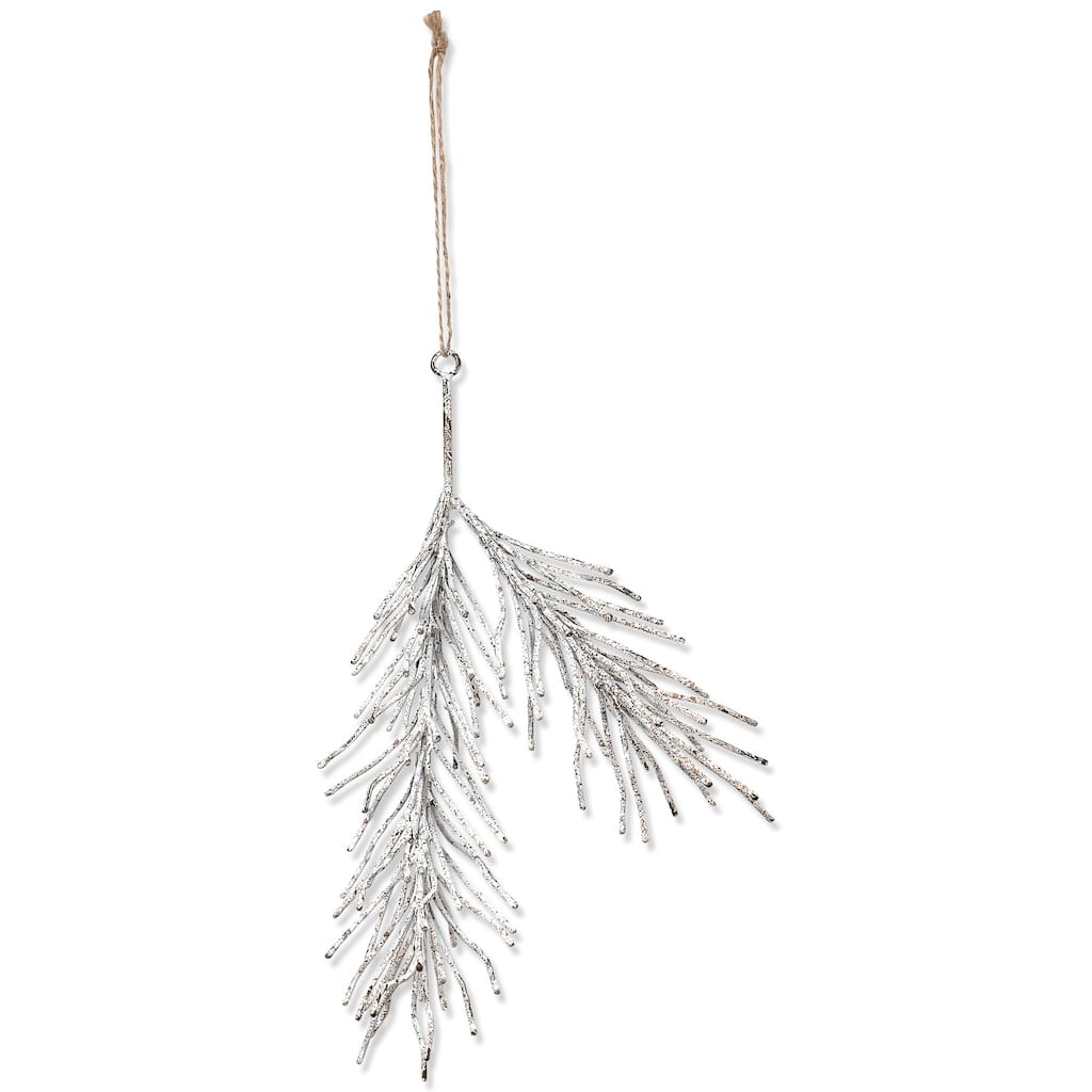 Handcrafted Gray Metal Sprig Decorative Sculpture - Holiday Botanicals for Christmas Decor, 8.75" H x 5" L x 2.25" W