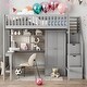 preview thumbnail 2 of 45, Full Size Loft Bed With Bookshelf,Drawers,Desk,and Wardrobe for Home