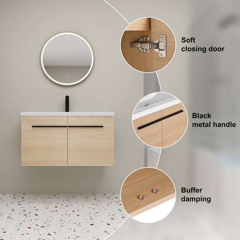 Beingnext 16''/20''/24"/30"/36" Bathroom Vanity with Sink, Floating Bathroom Vanity with Soft Close Door