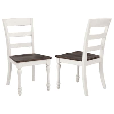 Madelyn Coastal White Wood Dining Side Chair (Set of 2)