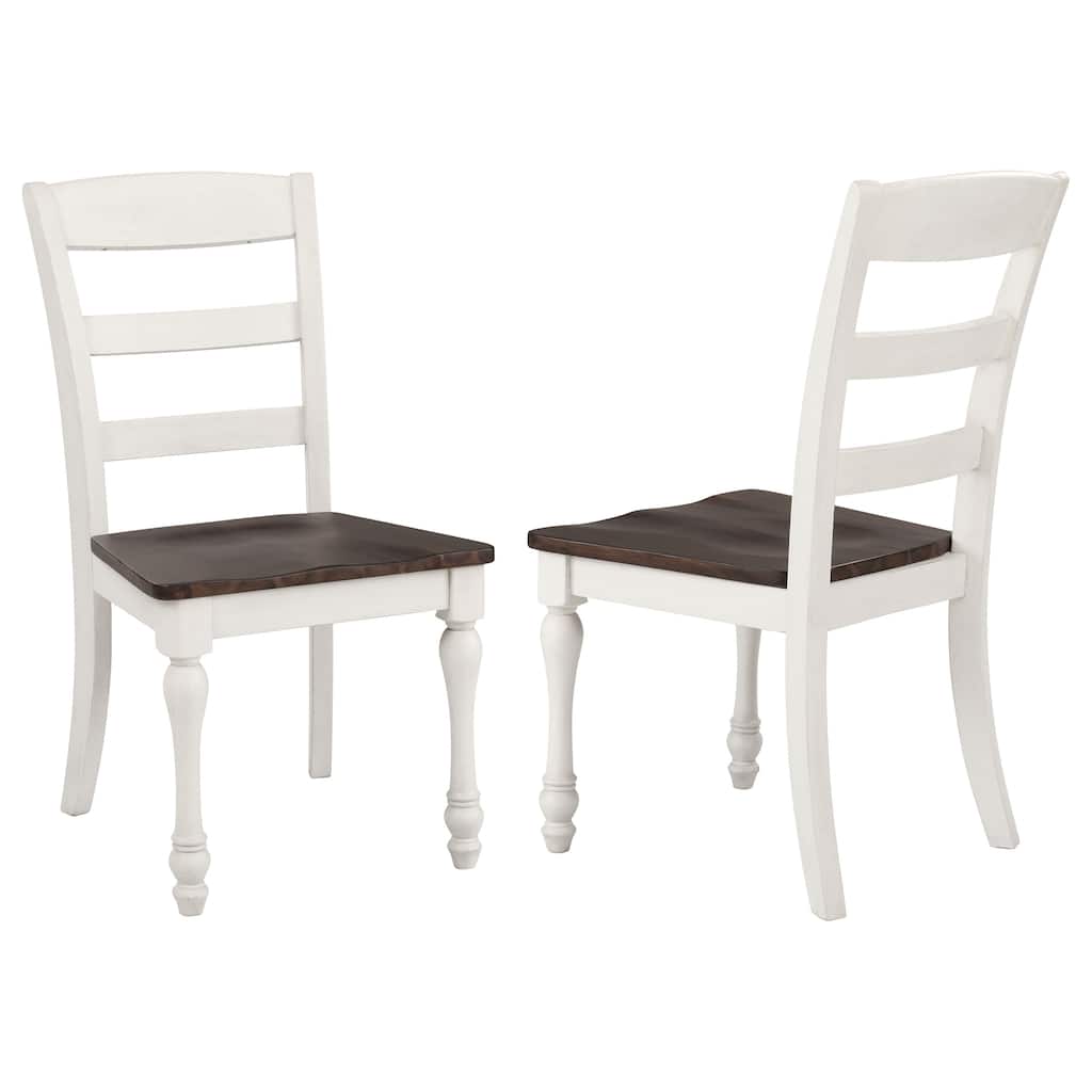 Madelyn Coastal White Wood Dining Side Chair (Set of 2)