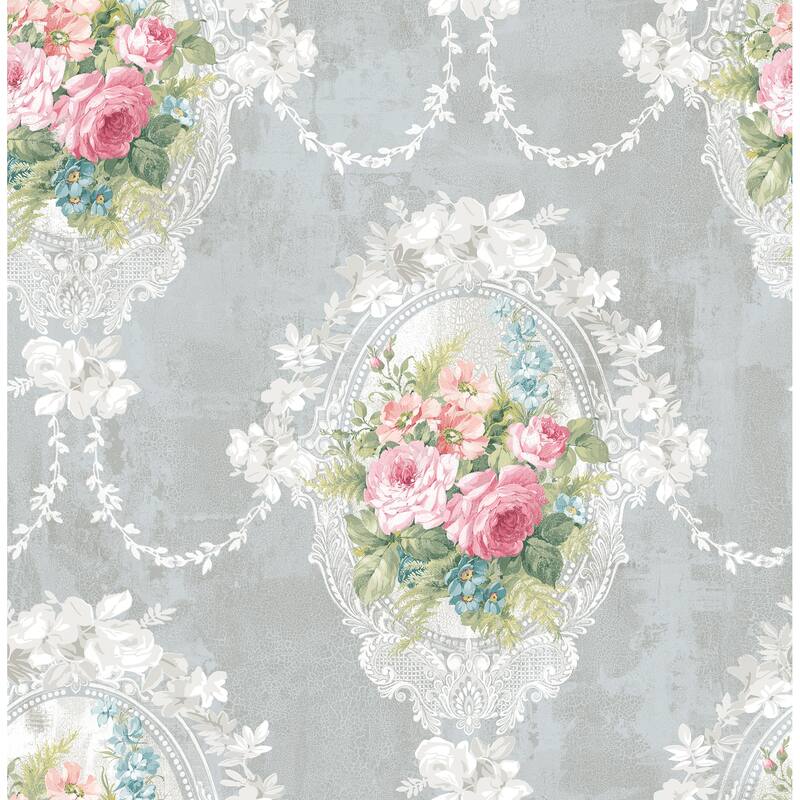 Seabrook Designs Sheard Peony Chandelier Unpasted Wallpaper