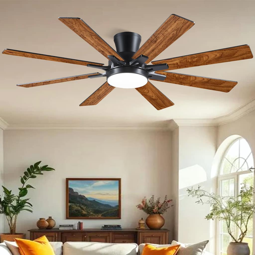 52 Inches Low Profile Ceiling Fan with LED Integrated,Retractable Blades,Remtoe and APP Control,for Bedroom,Living Room