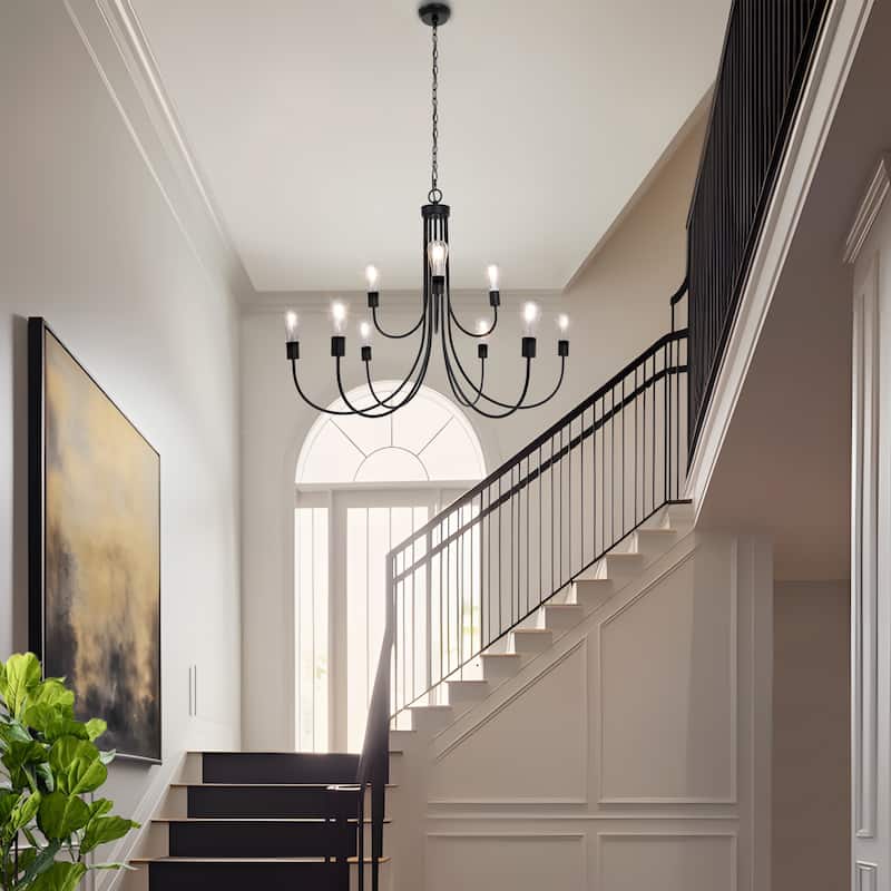 Oriea Farmhouse 9-Light 51 IN. Black Chandelier Classic Transitional Candle Light for Dining Living Room - D51"*H29.9"