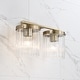 preview thumbnail 2 of 3, 16" W x 9" H 2-Light Vanity with Clear Beveled Fluted Glass - 14.5"W x 9"H x 8"E