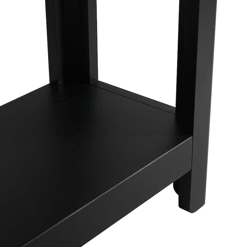 Farmhouse Console Table Side Table with Bottom Shelf, Black Entryway Table Hallway Table for Living Room
