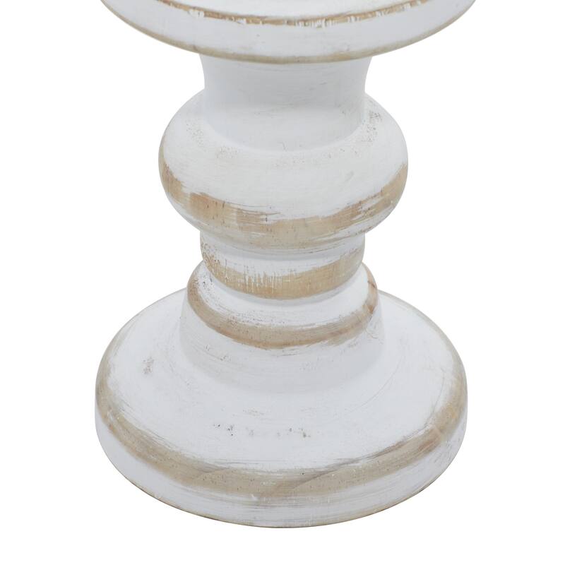 White Wood Decorative Candle Holder (Set of 3)