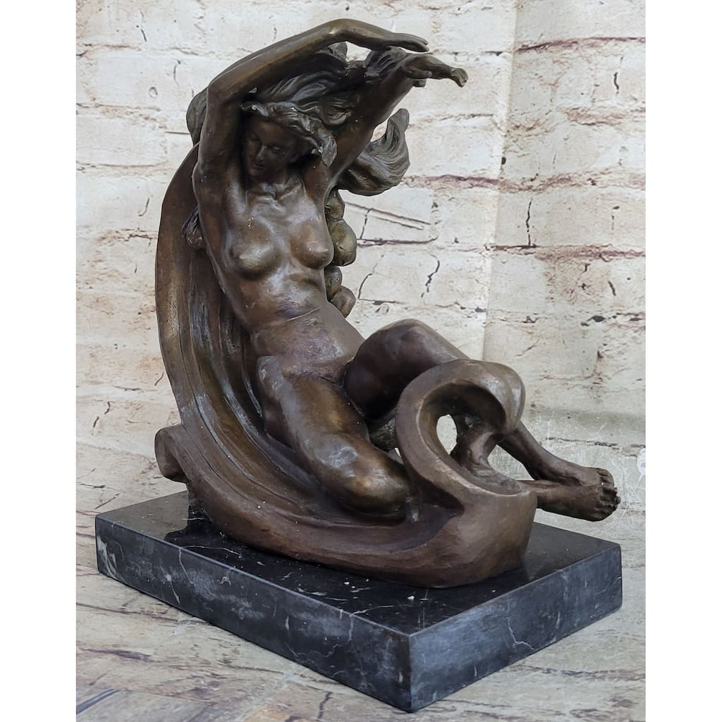 Handmade Hot Cast Venus Resting On Moon By Reiner 100 Percent Genuine Bronze Sculpture