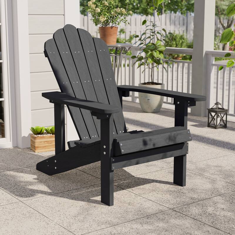 LIVOOSUN Adirondack Patio Chair Fire Pit Chair Weather Resistant - NightBlack