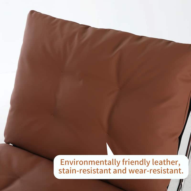 Modern Leather Accent Chair - High Back, Metal Legs