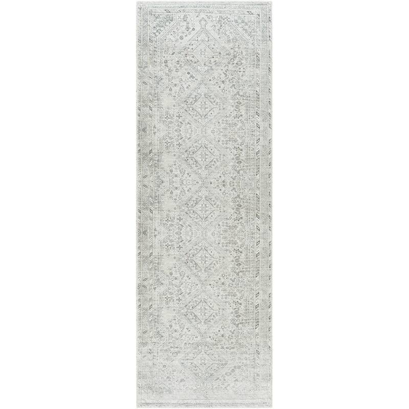 Livabliss Traditional Amelie Medallion Washable Area Rug - 2'7" x 7'10" - Beige/Sage