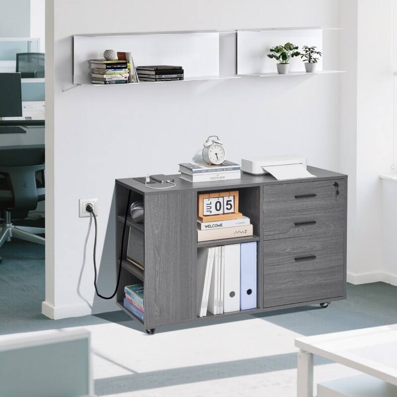 Space-Saving 3 Drawers Office Storage Cabinet with Lockable Compartments and Adjustable Shelves