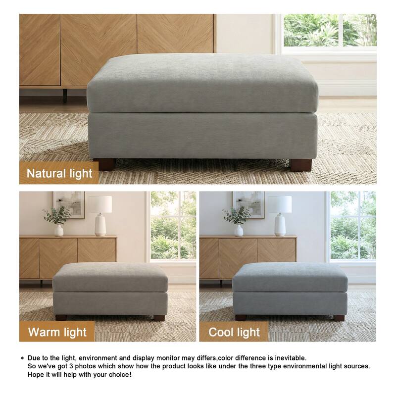 41" W Modern Rectangle Chenille Ottoman