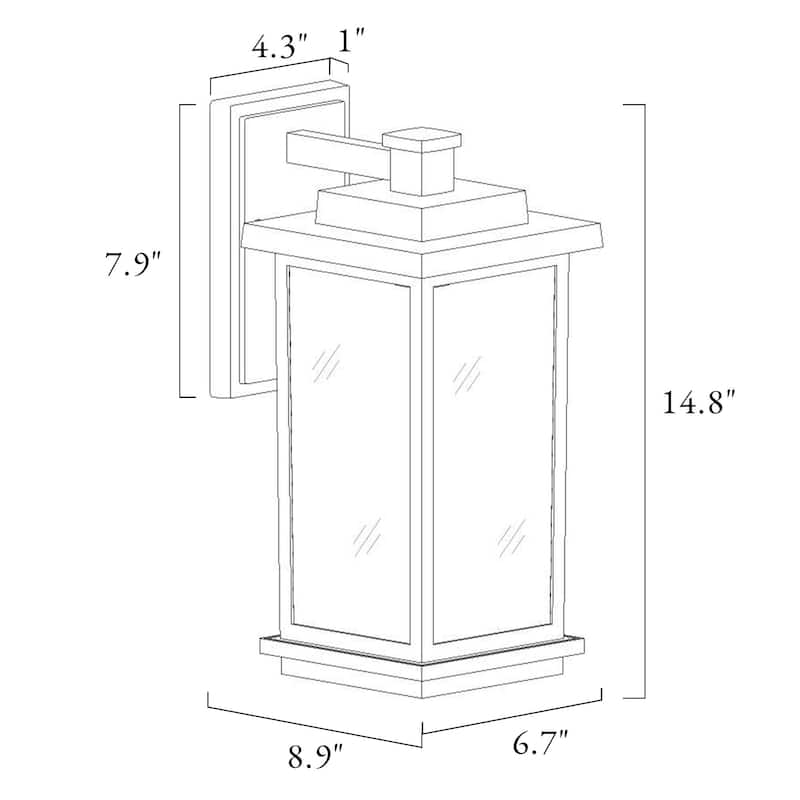 Modern Farmhouse Black 1-Light Outdoor Wall Sconces Glass Patio Lantern