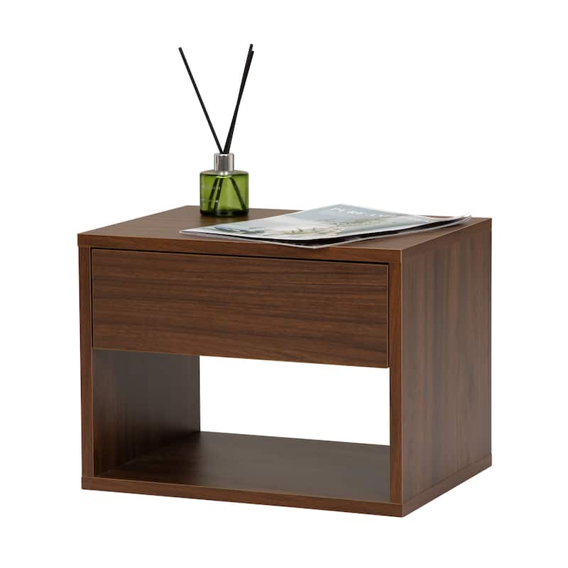 Wall mounted bedside table set of two - Walnut color