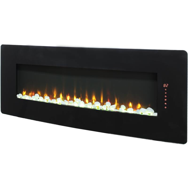 Modern Electric Fireplace Heater, 1400W, Realistic Flame Effects, CSA/UL Certified, for Wall or Tabletop Use - N/A