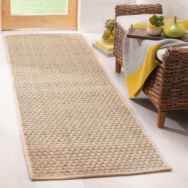 SAFAVIEH Natural Fiber Marina Basketweave Seagrass Rug - 2'6" x 8' Runner - Natural/Beige - Runner