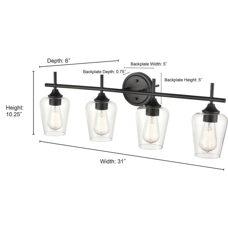 Millennium Lighting Ashford 4 Light Bathroom Vanity in Multiple Finishes with Clear Glass Shades