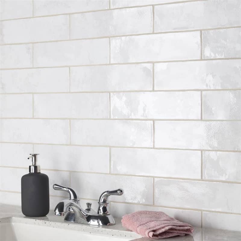 Merola Tile Biarritz White 3" x 12" Ceramic Wall Tile