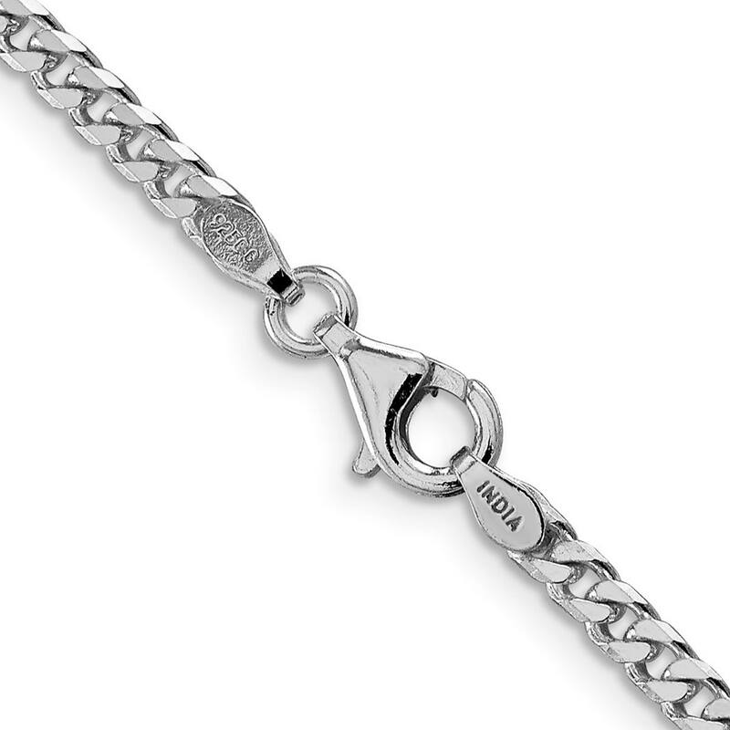 Curata 925 Sterling Silver Rhodium 3.15mm Curb Chain Necklace