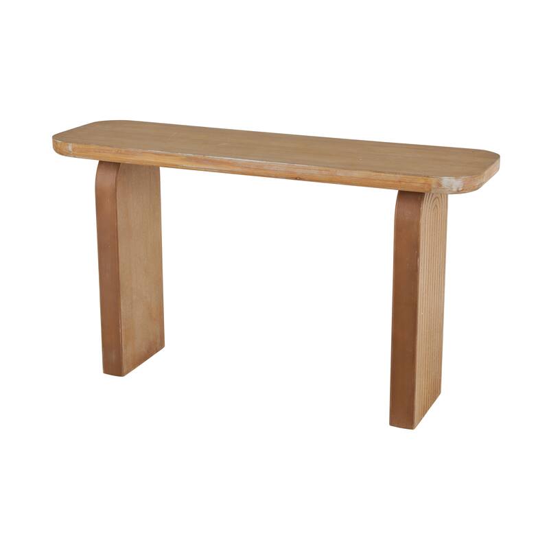 Brown Wood Rectangle Living Room Console Table with Arched Legs