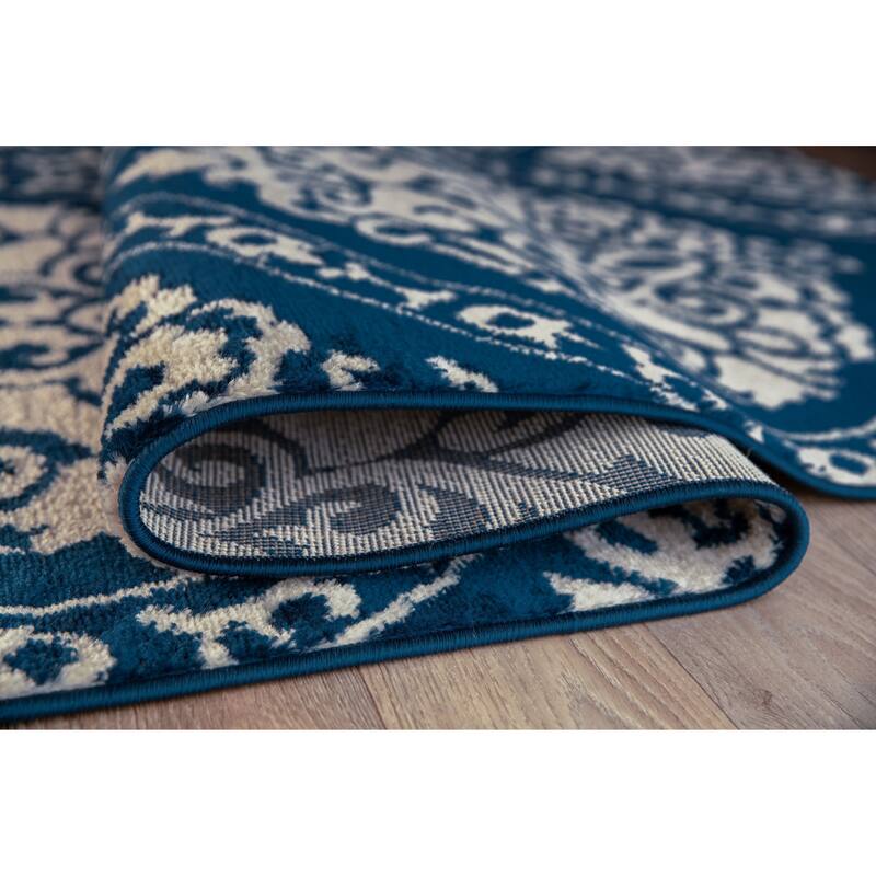 Porch & Den Pascuzzi Distressed Floral Damask Area Rug