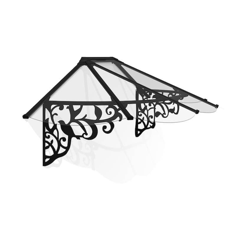 Lily 3 ft. Black/Clear Door and Window Awning