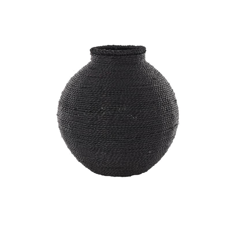 Metal Handmade Wrapped Pot Decorative Vase - Black - Roche River Decor