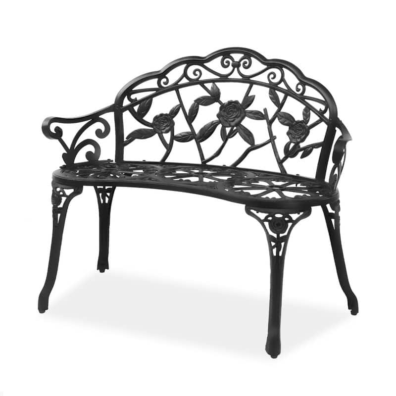 Patio 38.5 in. Cast Aluminum Park Bench - Black