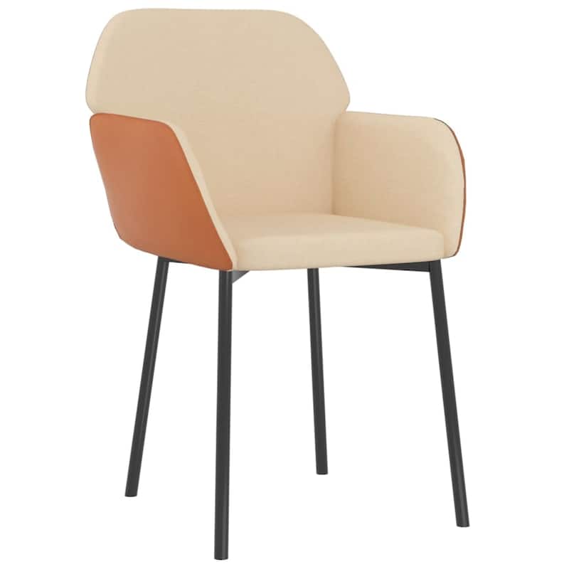 vidaXL Dining Chairs 2 Pcs Accent Upholstered Chair Fabric and Faux Leather - 21.3" x 23.2" x 29.9"
