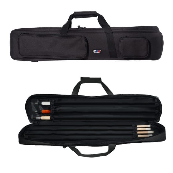 slide 2 of 28, GSE™ 3x4 Soft Billiard Pool Cue Stick Carrying Bag, Billiard Cue Case Holds 3 Butts/4 Shafts (4 Colors) Black