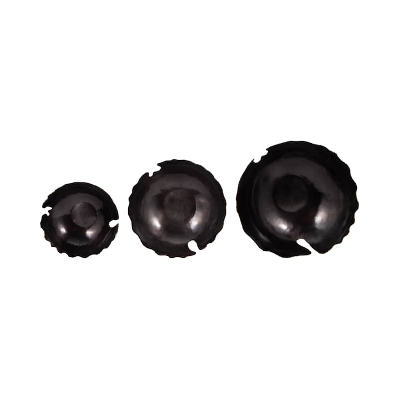Sagebrook Home Black Metal Chipped Bowls, Decorative 12/15/18 Inch Home Accents, Centerpiece for Decor, Set of 3