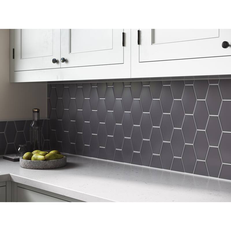 Long Hex 11 in. x 11 in. Glass Mesh-Mounted Mosaic Tile