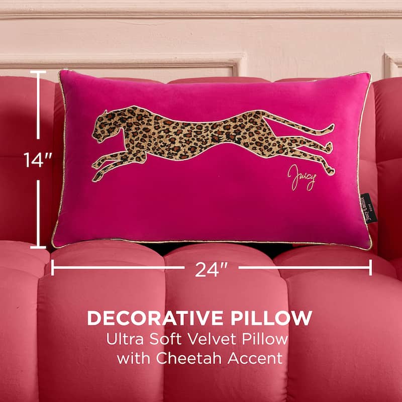Juicy Couture Velvet Cheetah Pillow 14" x 24"