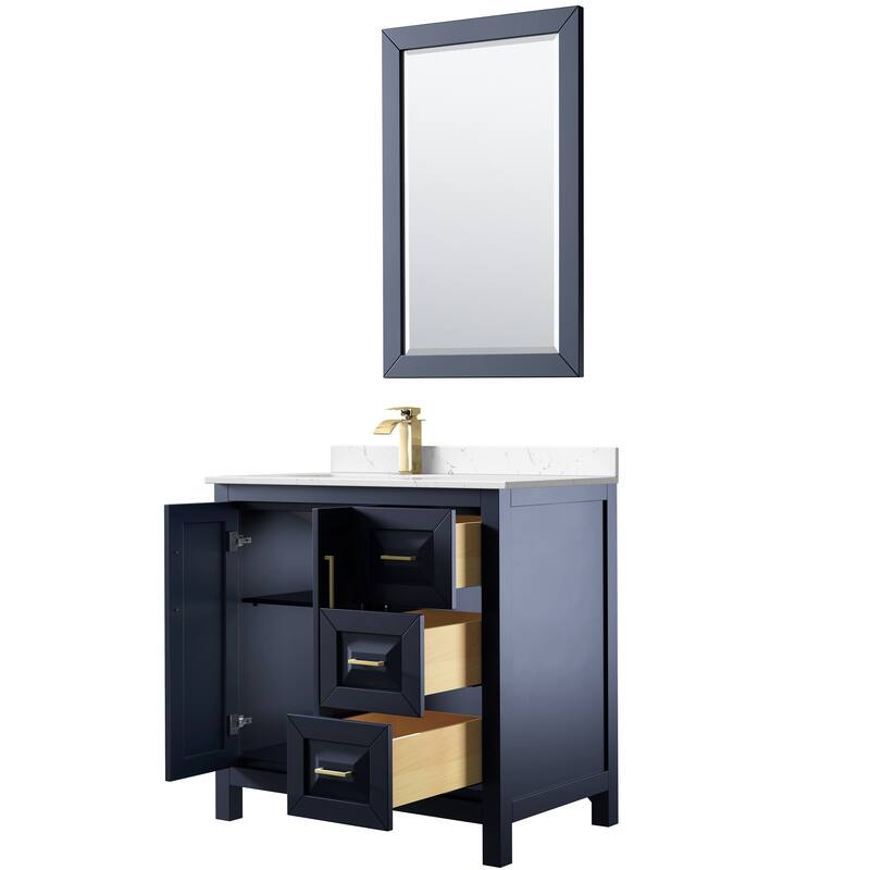 Daria 36-inch Single Vanity, Cultured Marble Top, 24-inch Mirror