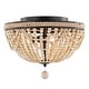 preview thumbnail 8 of 10, Elroy Wood Bead 15.25" 3-Light Bohemian Farmhouse Iron LED Semi Flush Mount, Oil Rubbed Bronze/Light Taupe by JONATHAN Y