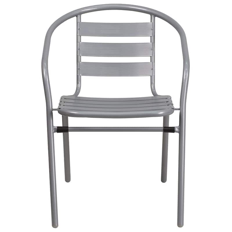 Modern Aluminum Slat Stacking Outdoor Restaurant Chairs (Set of 4)