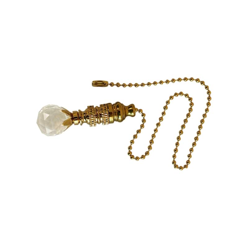 Stephanov Multi-Faceted Crystal Ball Ceiling Fan Pull, 2"h with 12" Polished Brass Chain