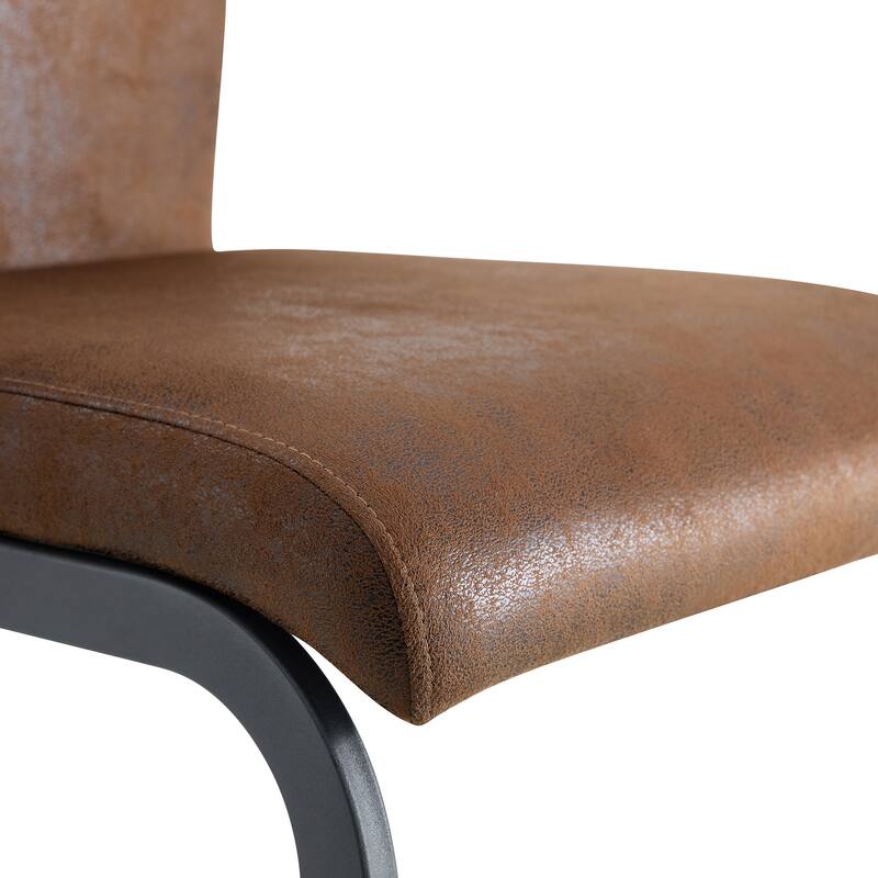 Retro Suede-Like Tech Fabric Dining Chairs with Sturdy Metal Legs, Ergonomic Arc Backrest, Reinforced Frame