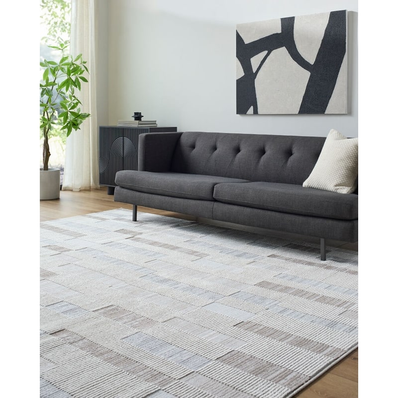 Livabliss Siyah Modern Area Rug - 5'3" x 7' - Blue/Grey