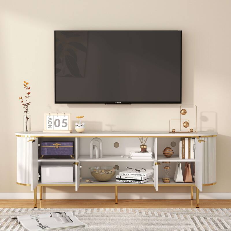 Rectangular TV Stand for TV's up to 75" with Open Storage