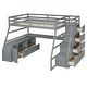 preview thumbnail 7 of 44, Full Size Loft Bed with 7-Drawers, 2-Shelves, Desk, and Playhouse Design - Sturdy Pine Wood Frame with Grey Finish for Kids